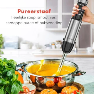 KitchenBrothers 4-in-1 Staafmixer Set RVS