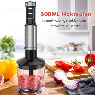 KitchenBrothers 4-in-1 Staafmixer Set RVS