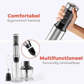 KitchenBrothers 4-in-1 Staafmixer Set RVS