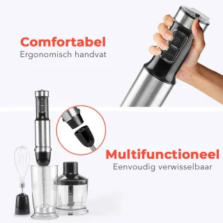 KitchenBrothers 4-in-1 Staafmixer Set RVS