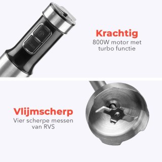 KitchenBrothers 4-in-1 Staafmixer Set RVS