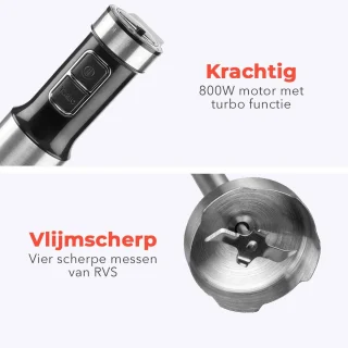 KitchenBrothers 4-in-1 Staafmixer Set RVS