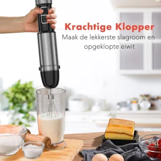 KitchenBrothers 4-in-1 Staafmixer Set RVS