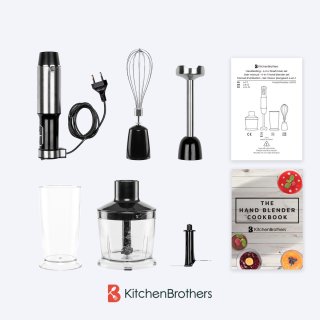 KitchenBrothers 4-in-1 Staafmixer Set RVS