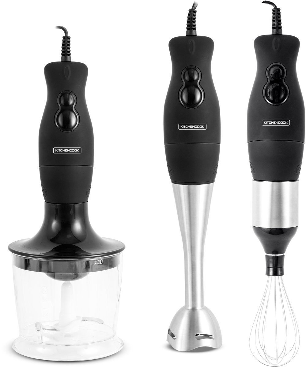 De Kitchencook MX700 Staafmixer Set Zwart/Zilver in één oogopslag