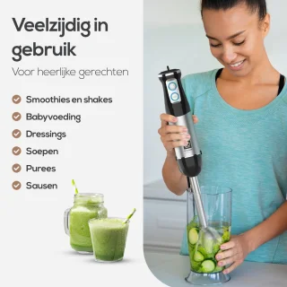 KitchenLove Staafmixer 800W Roestvrijstaal Zwart
