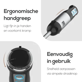 KitchenLove Staafmixer 800W Roestvrijstaal Zwart