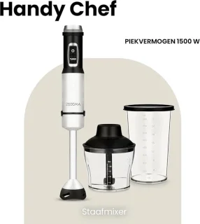 Luxe Staafmixer Set 1500W met Hakmolen en Garde