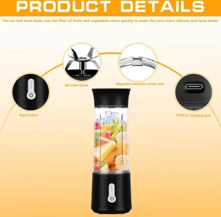 Mini-blender 500 ml - Draagbare mixer zwart