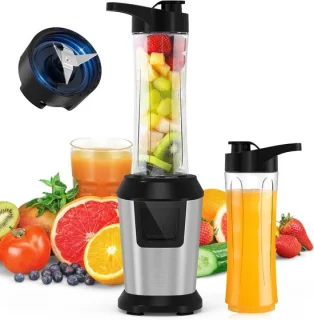 Mini blender smoothie mixer 600 ml zilver