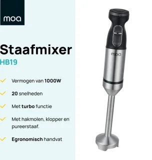 MOA Staafmixer Set 3-in-1 RVS 20 Snelheden