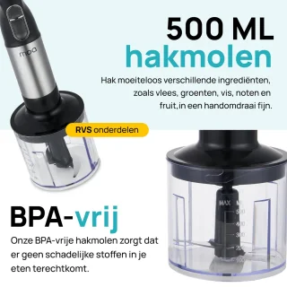 MOA Staafmixer Set 3-in-1 RVS 20 Snelheden