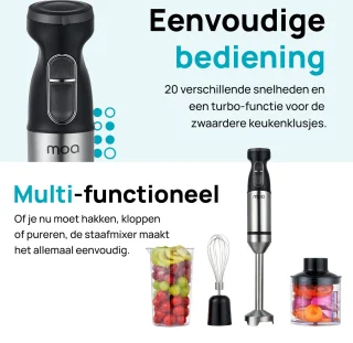 MOA Staafmixer Set 3-in-1 RVS 20 Snelheden