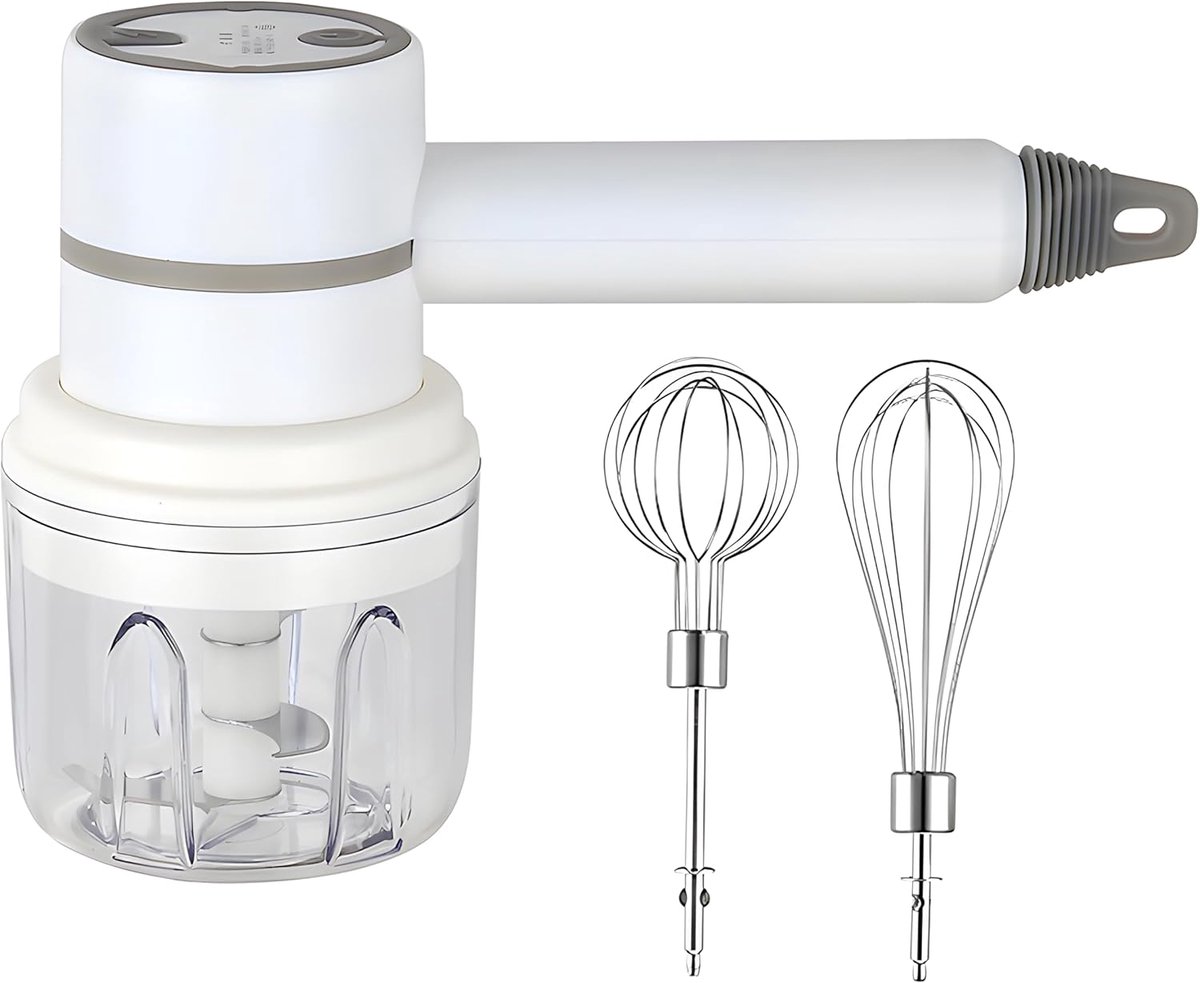 Multifunctionele draadloze keukenmachine en handmixer wit