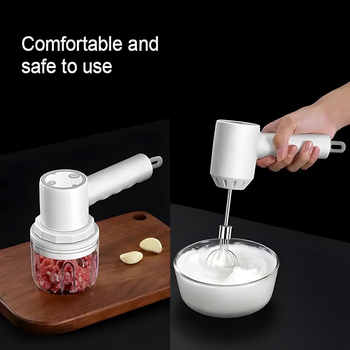 Multifunctionele draadloze keukenmachine en handmixer wit