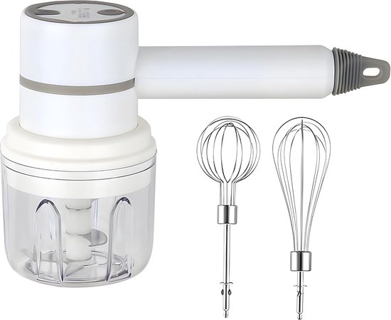 Multifunctionele draadloze keukenmachine en handmixer wit