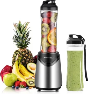 Persoonlijke blender incl. 2 reisbekers – 550 ml – zilver