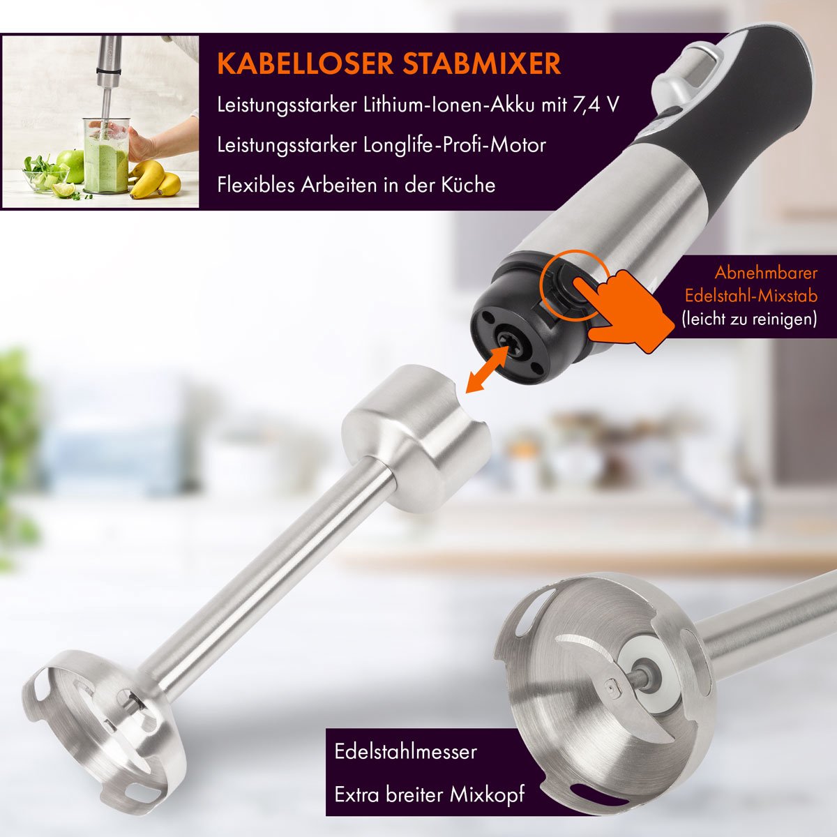 Wat vinden we goed aan de ProfiCook SM 1237 A draadloze staafmixer