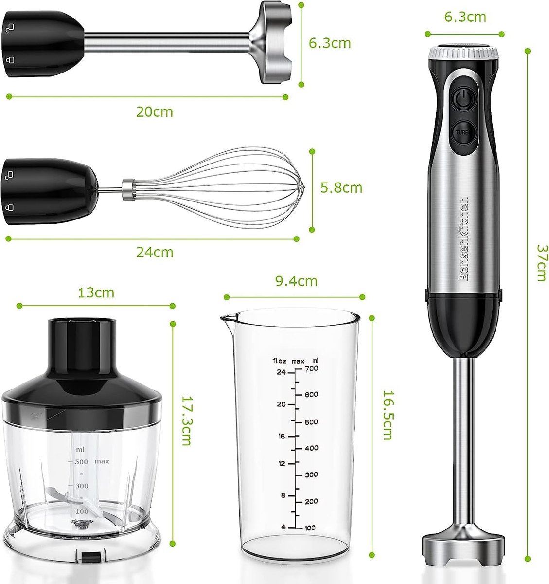 Pureer Bar 4-in-1 Staafmixer Elektrisch