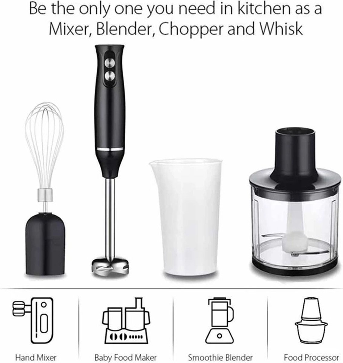RM Store 4-in-1 Mixer Set Zwart 500W