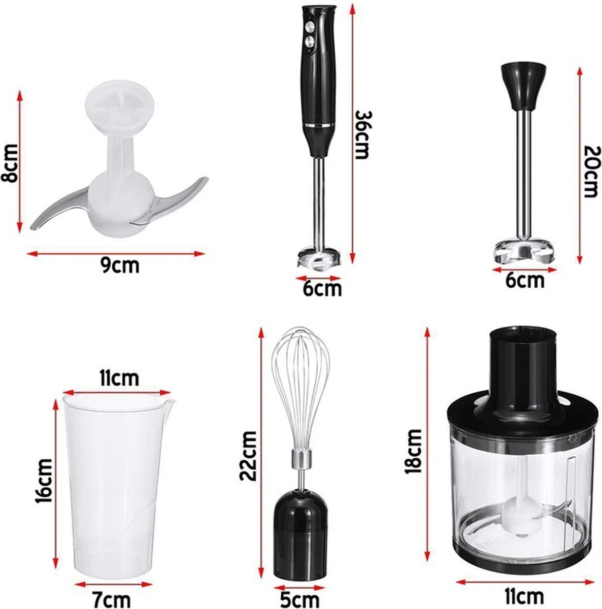 RM Store 4-in-1 Mixer Set Zwart 500W