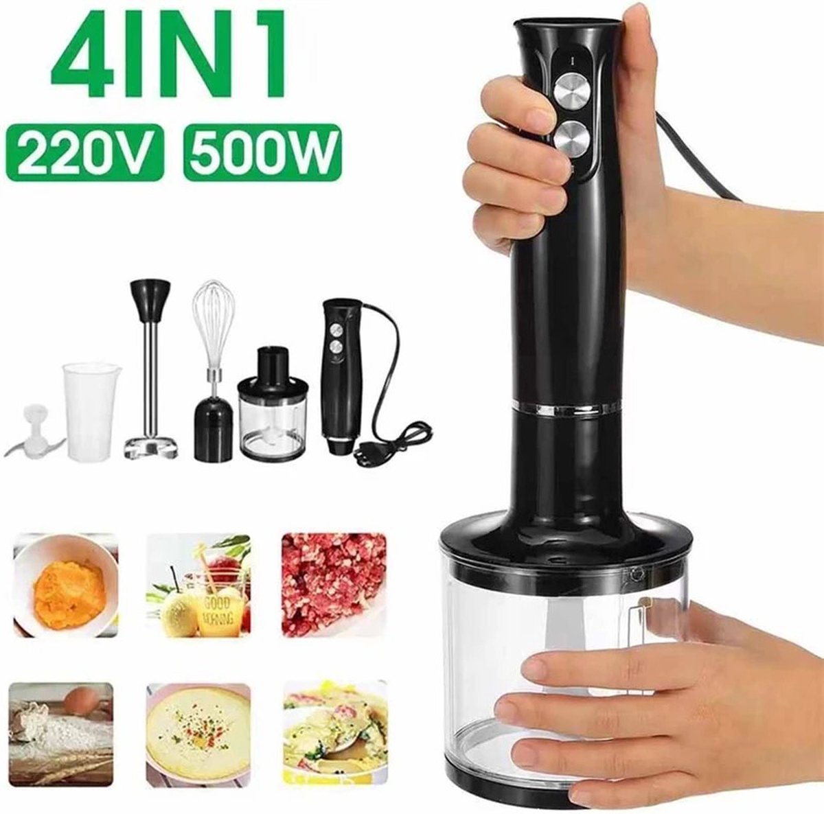 RM Store 4-in-1 Mixer Set Zwart 500W