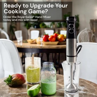 Royal Swiss Staafmixer 1000W Handmixer met RVS Bekerglas 650ml