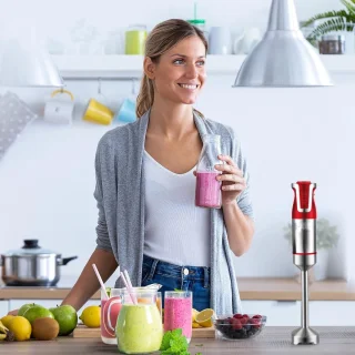 Royalty Line ESMS800 Staafmixer Set 3-delig RVS Rood