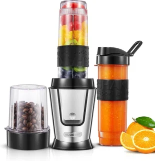 Smoothie Maker - Mixer Bekers - Gezond Drankje Maken - Met Koffiegrinder - 2 Flessen 570ml - RVS