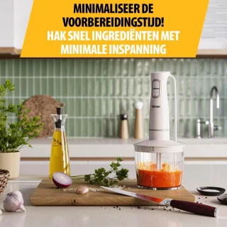 SnelShoppen roestvrijstalen staafmixerset met garde, hakmolen en maatbeker