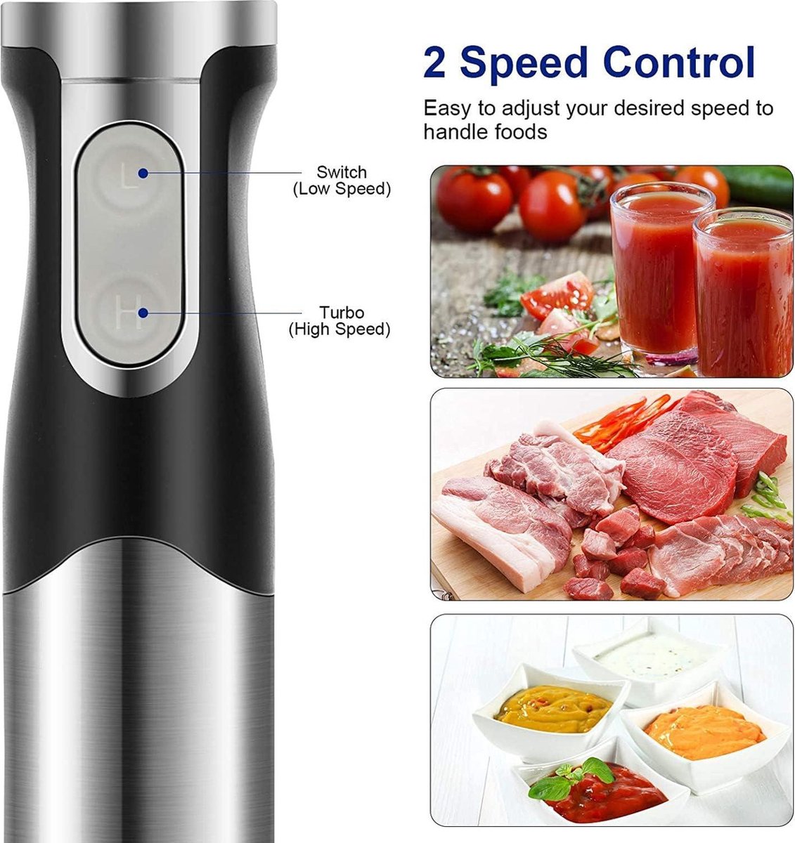 Staafmixer 1200W RVS 6-in-1