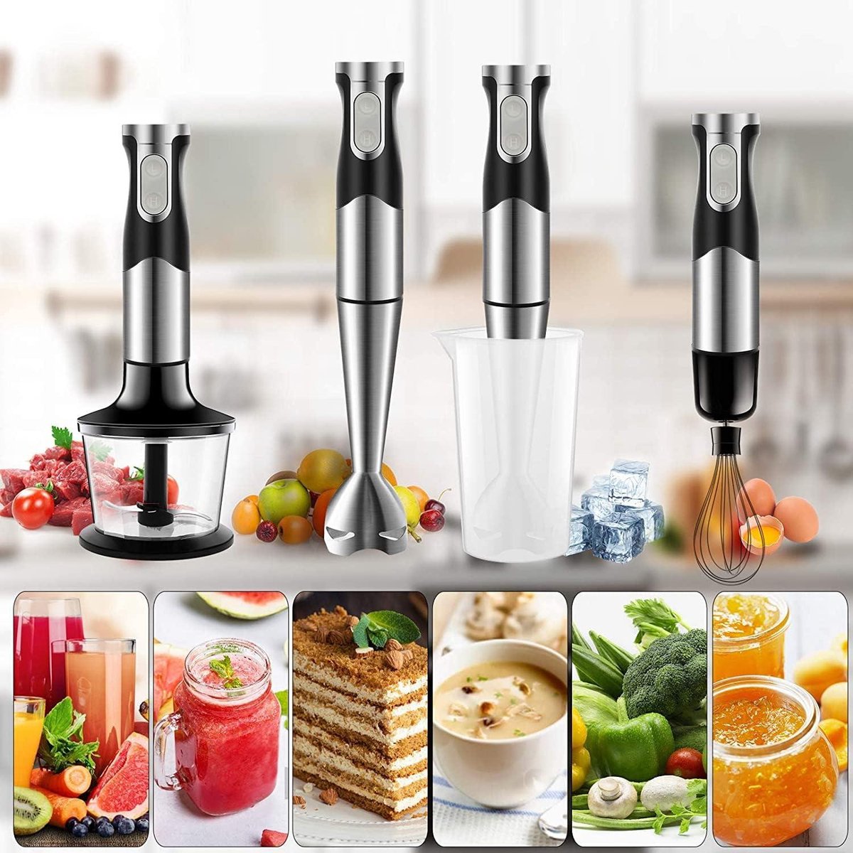 Staafmixer 1200W RVS 6-in-1