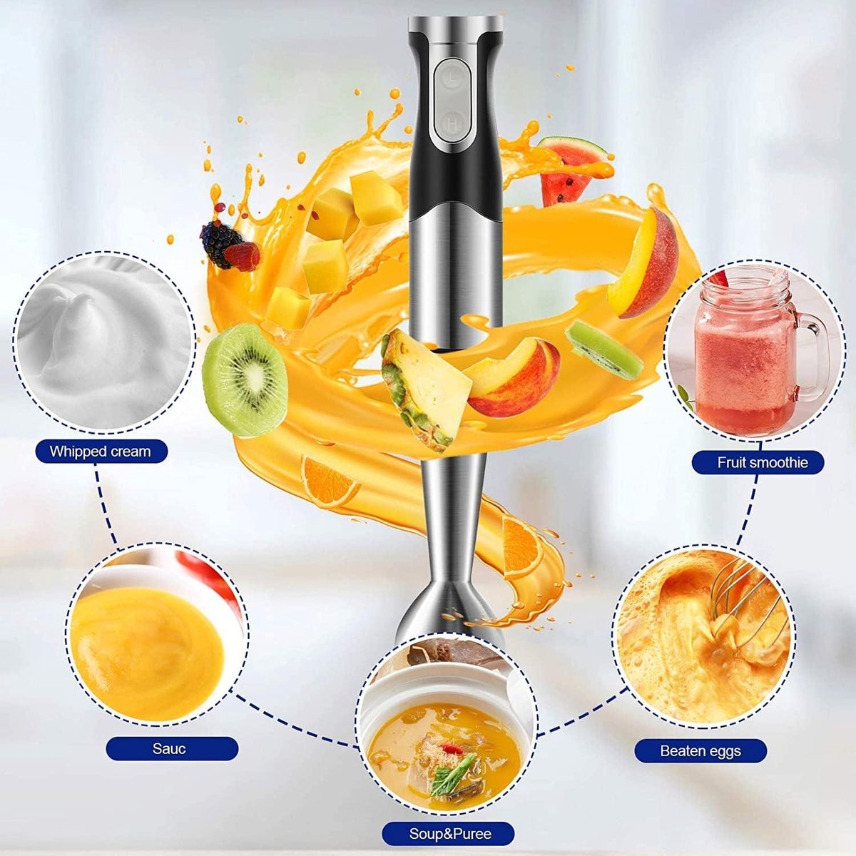 Staafmixer 1200W RVS 6-in-1