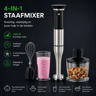 Staafmixer 4-in-1 1000 W roestvrij staal