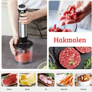 Staafmixer 4-in-1 Set 1000W Roestvrij Staal Zwart