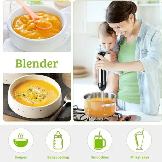 Staafmixer 4-in-1 Set 1000W Roestvrij Staal Zwart