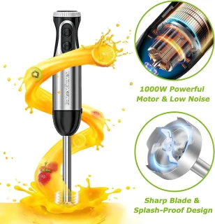 Staafmixer 4in1 1000W met Blender en Maatbeker