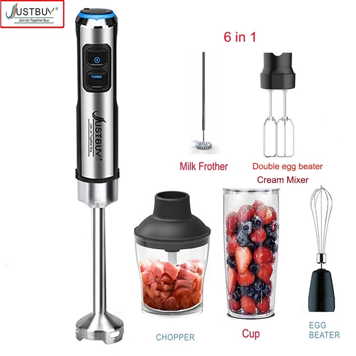 Staafmixer 6-in-1 1500W Zilver
