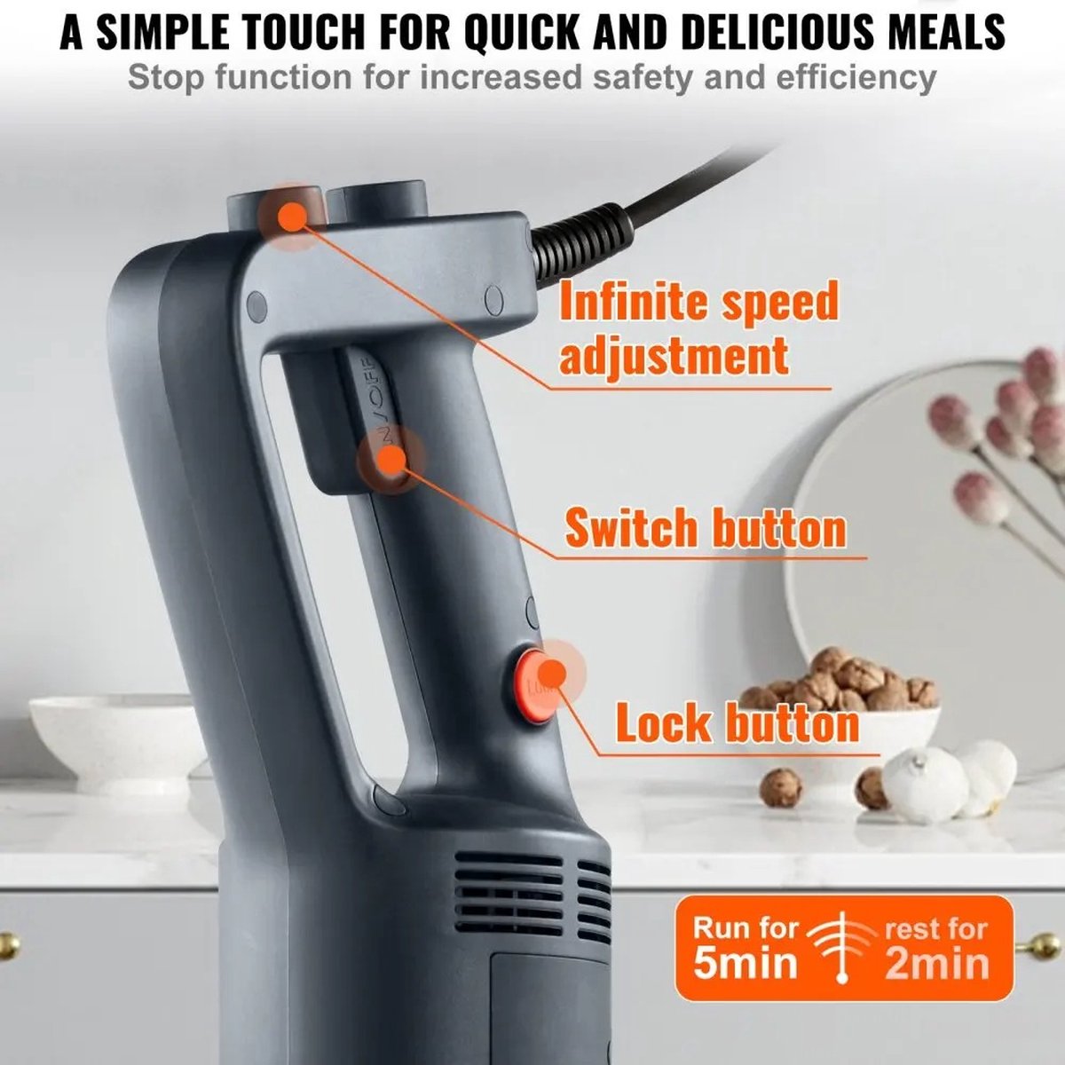 Staafmixer 750W met RVS Mes