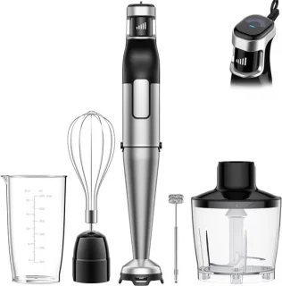 Staafmixer met hakmolen, garde en melkopschuimer