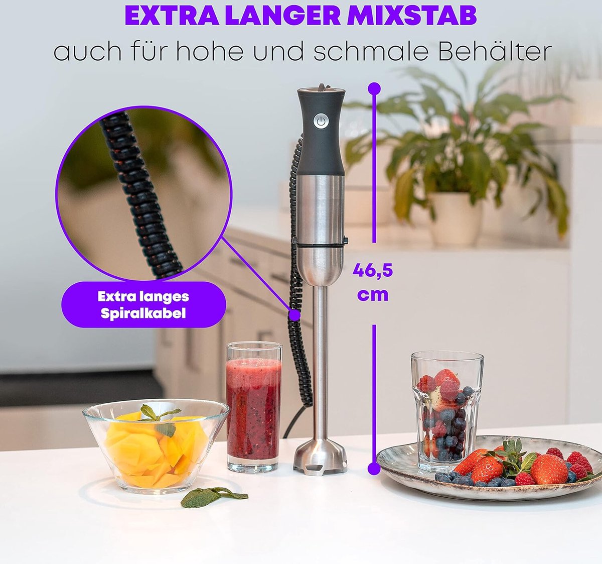 Staafmixer Oplaadbaar Met Snoer Keukenmachine
