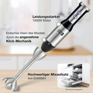 Staafmixer roestvrij staal 1000 W