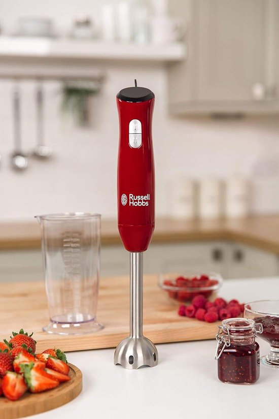 Staafmixer Rood-Zwart met Hakmolen en Mixbeker 700 ml