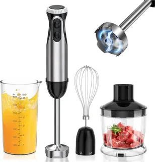 Staafmixer Set 4-in-1 1000W Roestvrij Staal Zwart