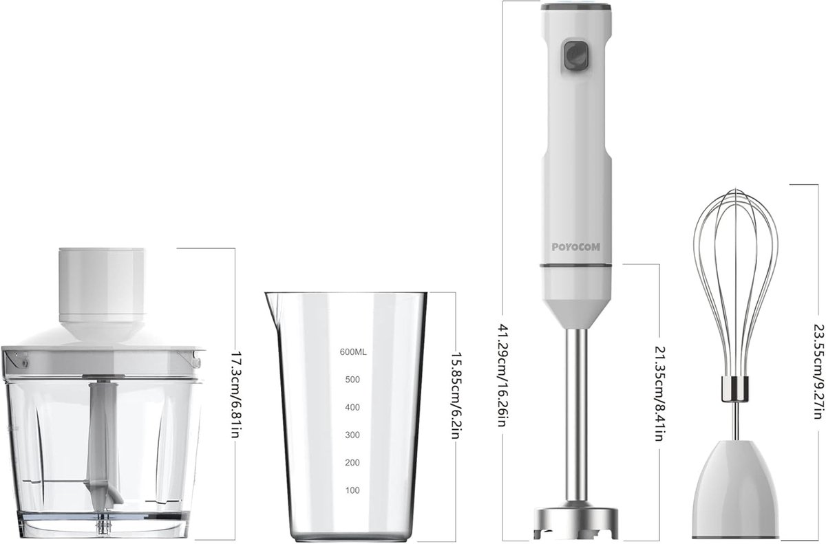 Staafmixer Set Draadloos met Hakmolen en Groentesnijder