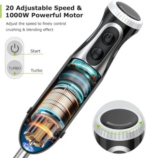 Staafmixer Set - Handmixer, Hakmolen en Pureerstaf