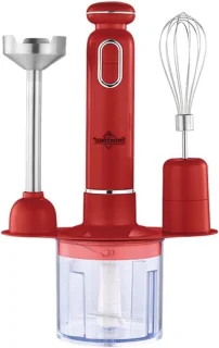 Staafmixer set met hakmolen, rood
