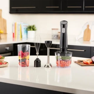 Staafmixer set RVS met hakmolen en pureerstaf