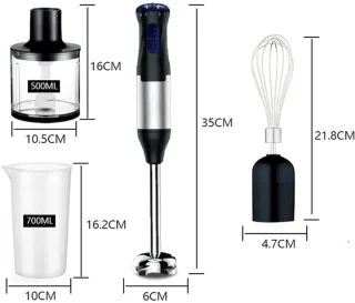 Staafmixer Set Zwart Zilver met Hakmolen en Groentesnijder