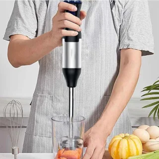Staafmixer Set Zwart Zilver met Hakmolen en Groentesnijder